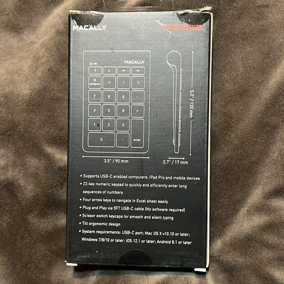 22-key USB-C Numeric keypad Mac OS X windows 7/8/10 iOS Android - Picture 2 of 2